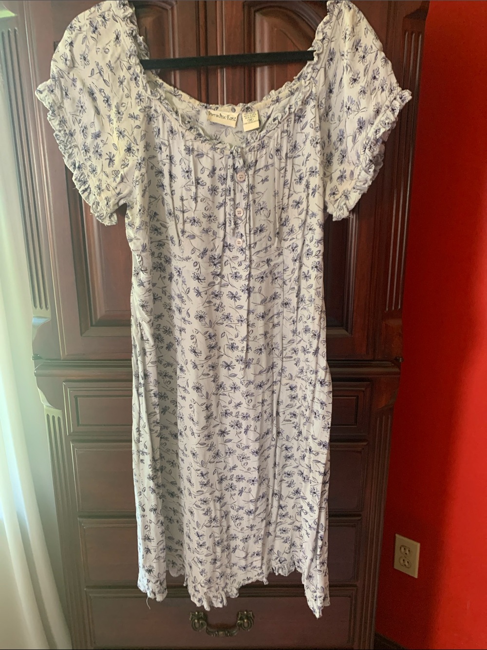 Floral Print Dress - Blue on White